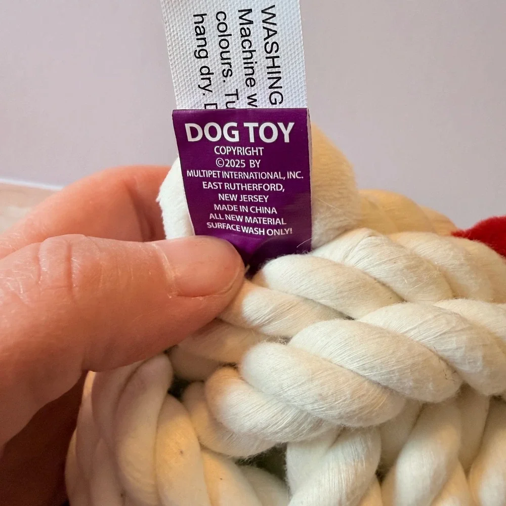 Multipet Lamb Chop Dog Toy Small White New Squeaky Plush Knotted Rope 71513